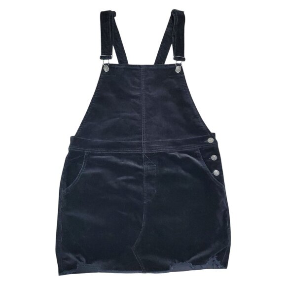 NWT Arizona Jeans Black Corduroy Distressed Casual Everyday Overalls Skirt - L - Picture 1 of 7